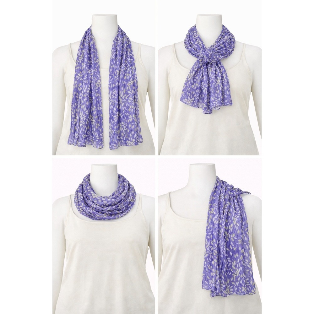 Denim & Co Beach Womens Purple Floral Firework Crinkle Scarf‎ 28x72 A263190